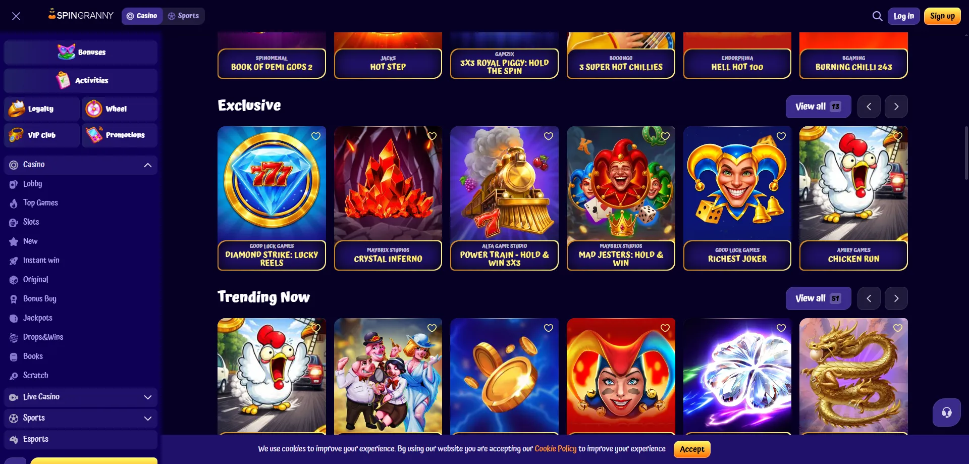 Spingranny Casino selezione slot e giochi dal vivo — migliori titoli online