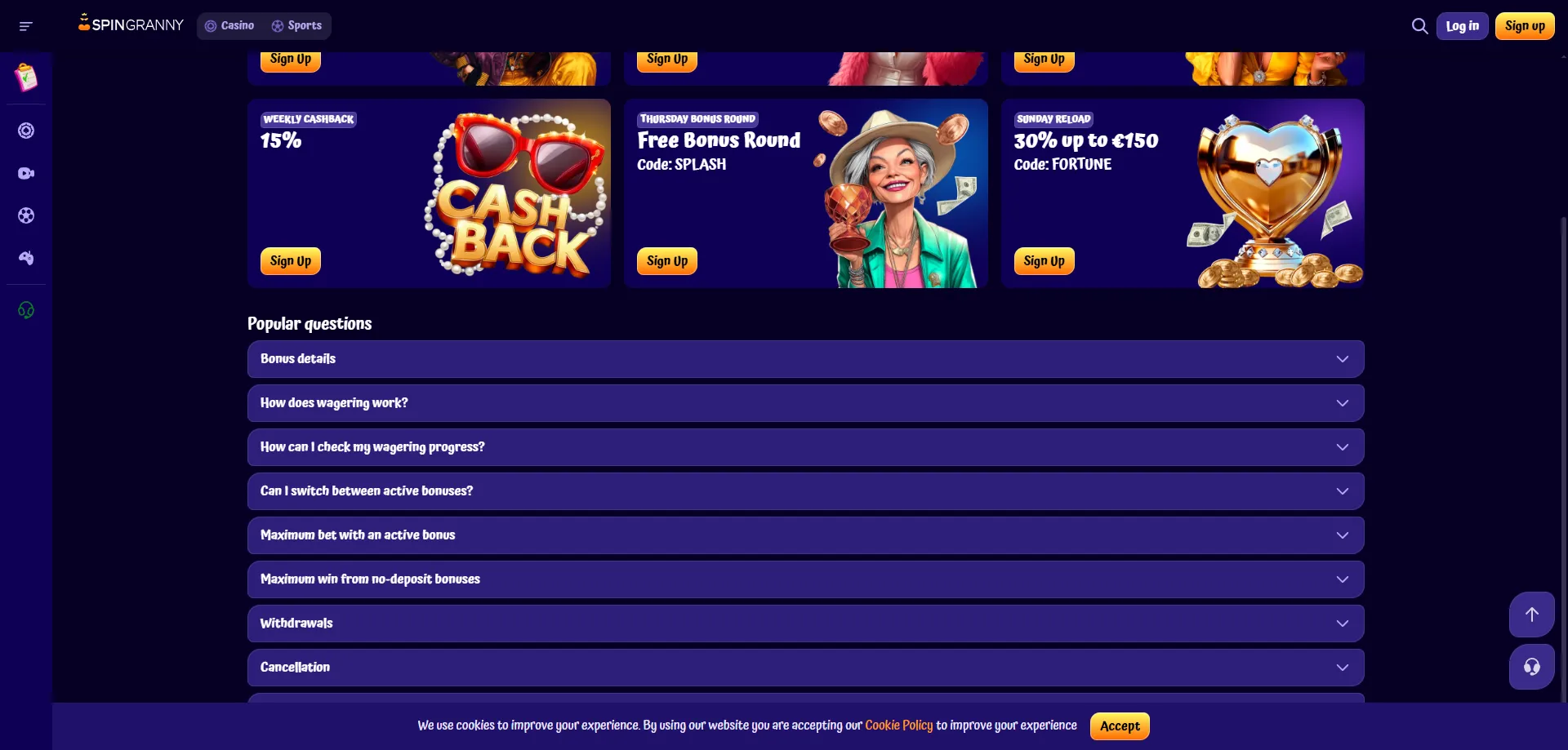 Spingranny Casino bonus benvenuto — 100 giri gratis per nuovi giocatori