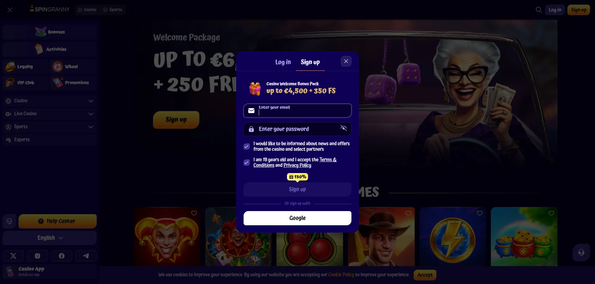 Spingranny Casino panoramica per giocatori italiani — homepage e offerte